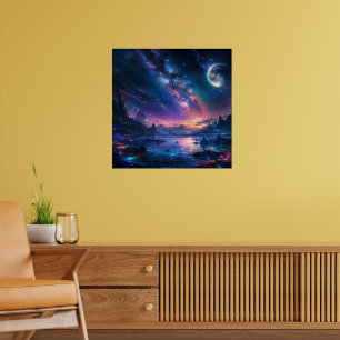 Poster Ciel nocturne de la galaxie, Voie lactée pourpre d