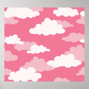 Poster Ciel nuageux transparent, texture vintage.