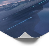 Poster Ciel Océan Raie Manta Néon (Coin)