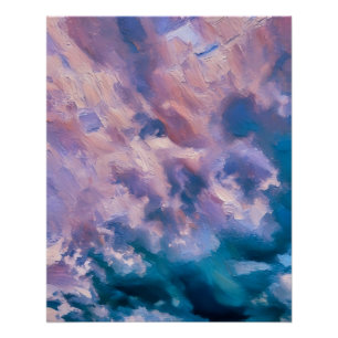 Poster Ciel Pastel Abstrait dans un style impressionniste