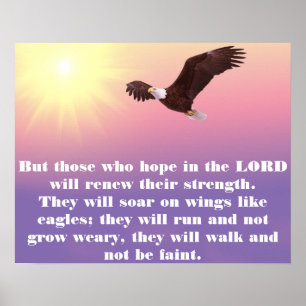 Poster Ciel pastel, aigle, verset biblique Force de l'esp