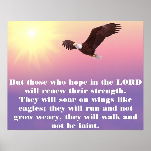 Poster Ciel pastel, aigle, verset biblique Force de l'esp (Devant)