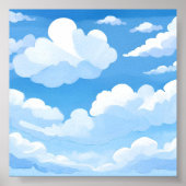 Poster Ciel plein de nuages | Aquarelle Peinture ciel ble (Devant)