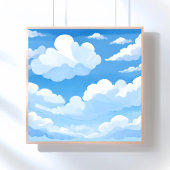 Poster Ciel plein de nuages | Aquarelle Peinture ciel ble