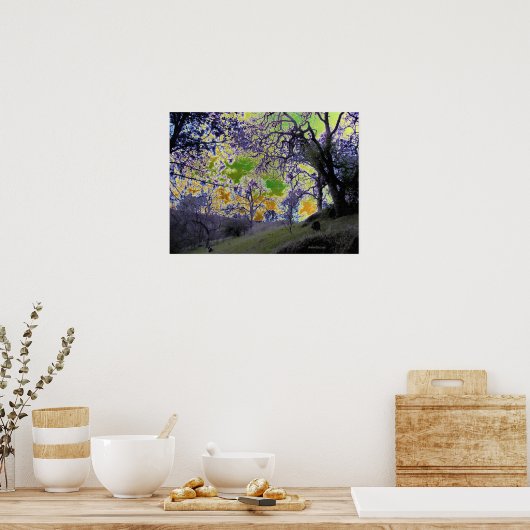 Poster ciel psychédélique vert et jaune (Cuisine)