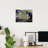 Poster ciel psychédélique vert et jaune (Bureau à domicile)