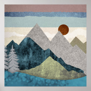 Poster Ciel rayé de montagne