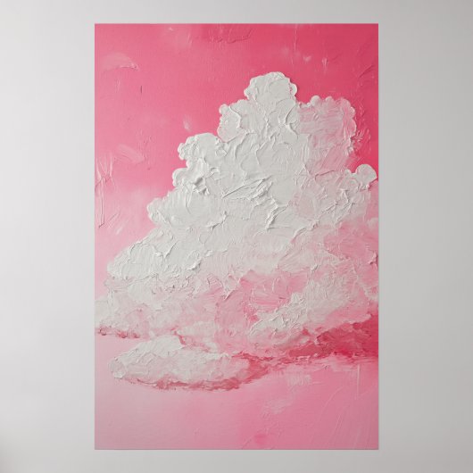 Poster Ciel rose et nuages blancs (Devant)