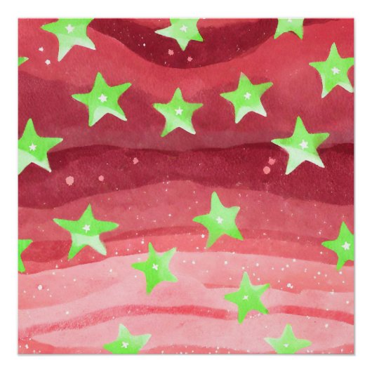 Poster ciel rouge avec étoiles (Devant)