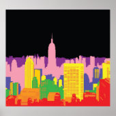 Poster Ciel urbain : Décor arc-en-ciel nocturne. (Devant)