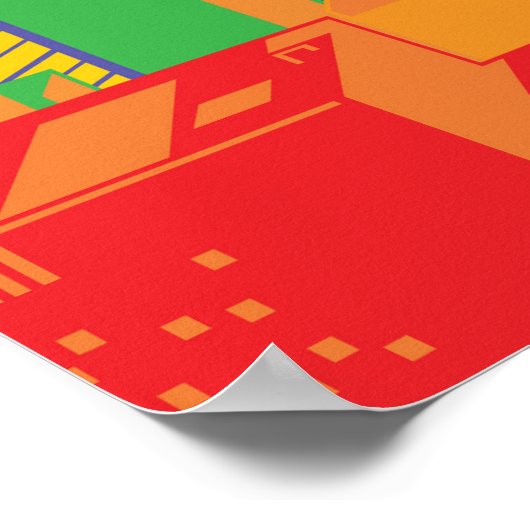 Poster Ciel urbain : Décor arc-en-ciel nocturne. (Coin)