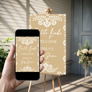 Poster Cielito lindo baby shower beige signe d'accueil