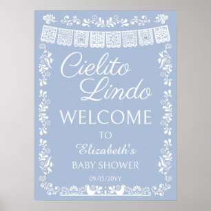 Poster Cielito Lindo Baby Shower Dusty Blue Bienvenue