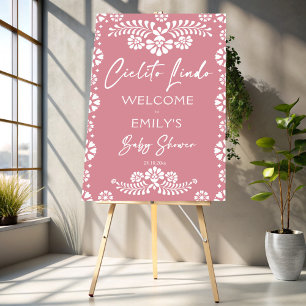 Poster Cielito lindo baby shower rose pâle signe de bienv