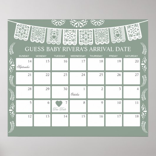 Poster Cielito Lindo Guess the due Date calendar (Devant)