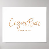 Poster Cigar Bar 8x10 Rose élégant Mariage or Signal (Devant)