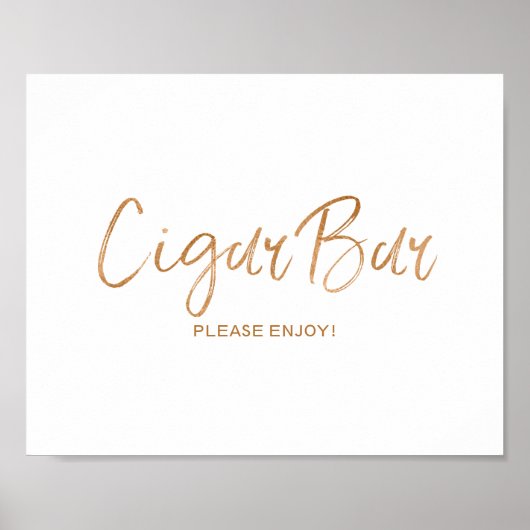 Poster Cigar Bar 8x10 Rose élégant Mariage or Signal (Devant)