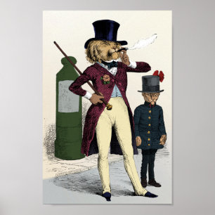Poster Cigare de tabagisme de lion élégant victorien
