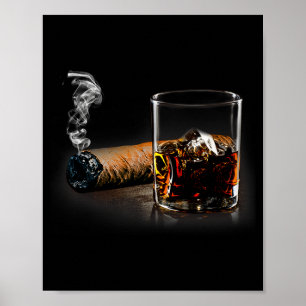 Poster Cigare et bourbon, excellent cadeau pour les amate