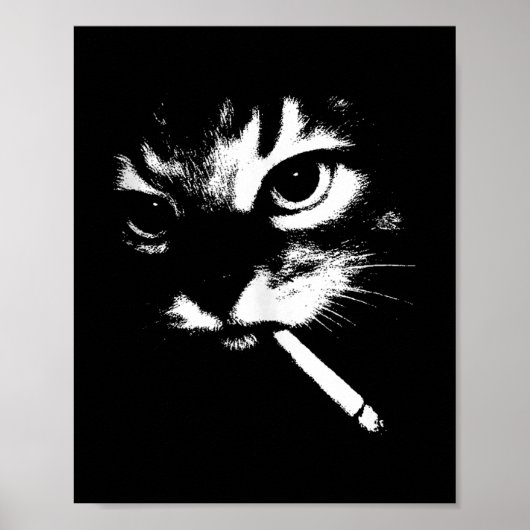 Poster Cigarette Kitten Drôle Fumer Mème Chat Gangster C (Devant)