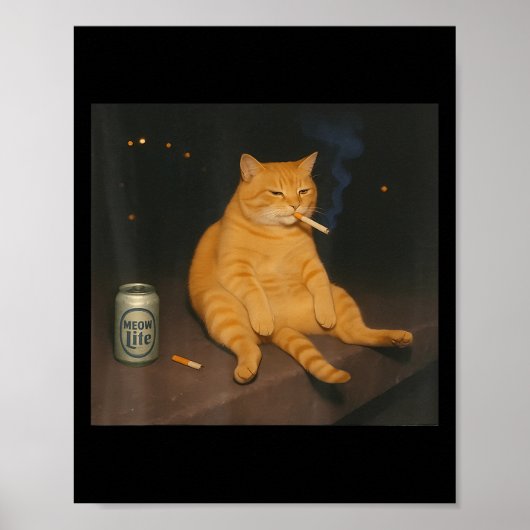 Poster Cigarette Kitten Gen Z Plaisanter Fumer Mème Chat (Devant)