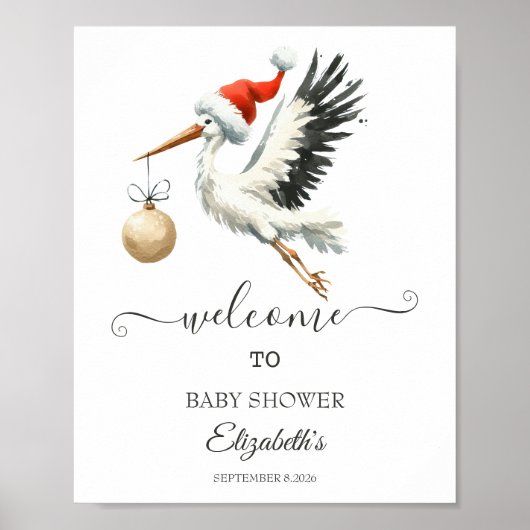Poster Cigogne de vacances adorable et mignonne (Devant)