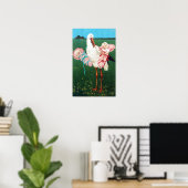 POSTER CIGOGNE JUMELLES FILLE FETE DE NAISSANCE MONOGRAMM (Bureau à domicile)
