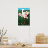 POSTER CIGOGNE JUMELLES FILLE FETE DE NAISSANCE MONOGRAMM (Cuisine)