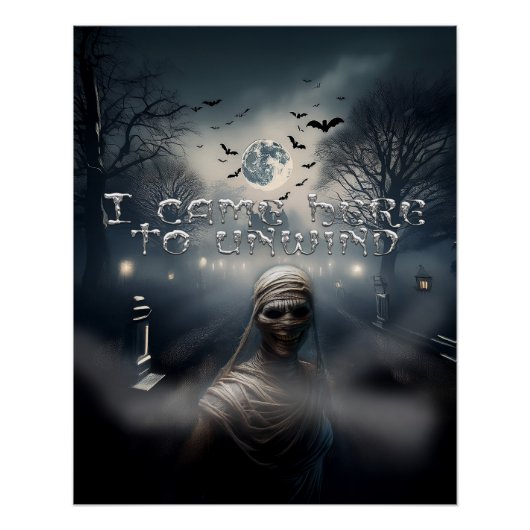 Poster Cimetière effrayant d'Halloween et momie (Devant)