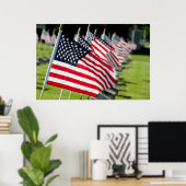 Poster Cimetière militaire historique avec drapeaux améri (Bureau à domicile)
