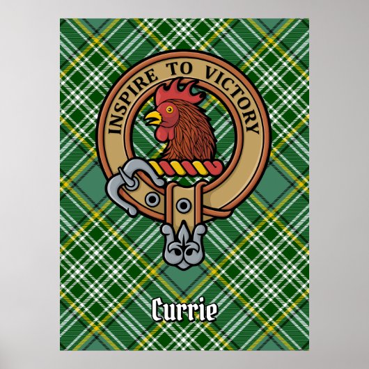 Poster Cimier de coq Clan Currie sur Tartan (Devant)