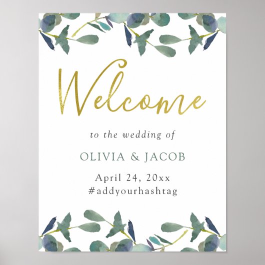 Poster Cimier d'Eucalyptus | Bienvenue du Mariage de text (Devant)