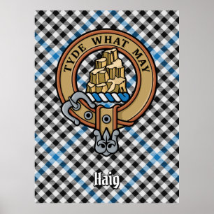 Poster Cimier du clan Haig sur tartan à carreaux