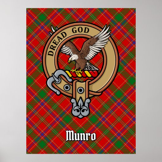 Poster Cimier du clan Munro sur tartan (Devant)