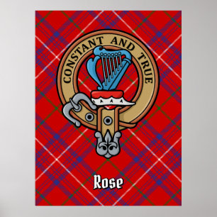Poster Cimier Rose de clan sur Tartan