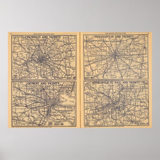 Poster Cincinnati, Détroit, Indianapolis (Devant)