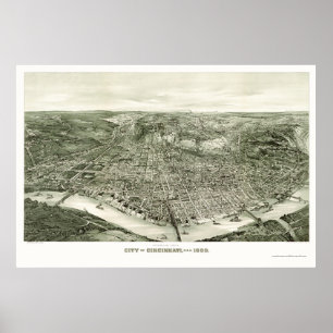 Poster Cincinnati, OH Carte panoramique - 1900