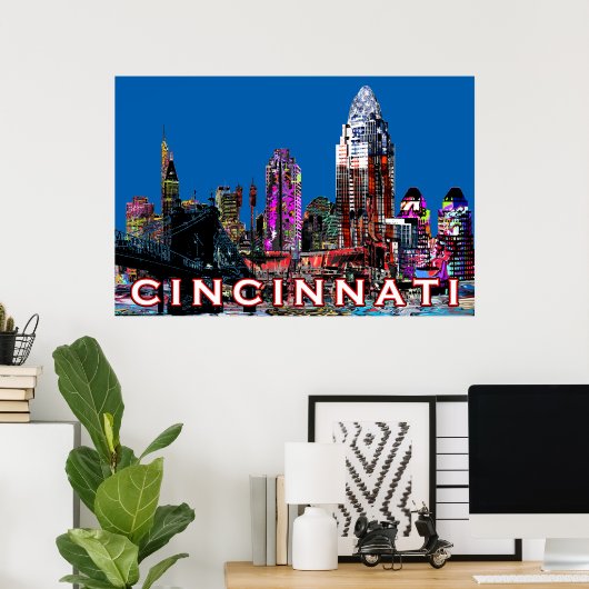 Poster Cincinnati, Ohio en graffiti (Bureau à domicile)