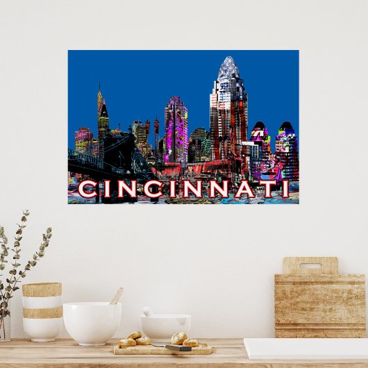 Poster Cincinnati, Ohio en graffiti (Cuisine)