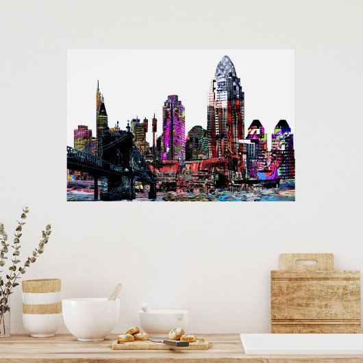 Poster Cincinnati, Ohio en graffiti (Cuisine)