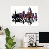 Poster Cincinnati, Ohio en graffiti (Bureau à domicile)