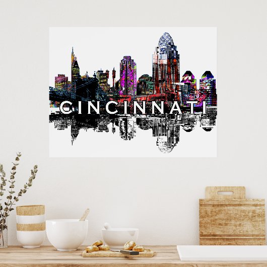 Poster Cincinnati, Ohio en graffiti (Cuisine)