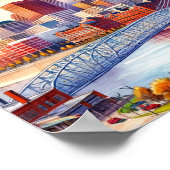 Poster Cincinnati Ohio Famous Travel Places aquarelle (Coin)