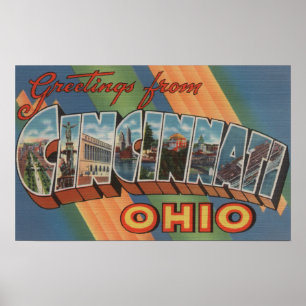 Poster Cincinnati, Ohio - grandes scènes de lettre