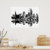Poster Cincinnati, Ohio in black and white (Cuisine)