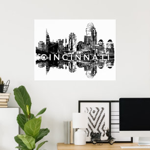 Poster Cincinnati, Ohio in black and white