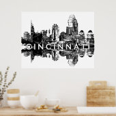 Poster Cincinnati, Ohio in black and white (Cuisine)