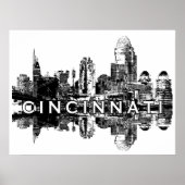 Poster Cincinnati, Ohio in black and white (Devant)