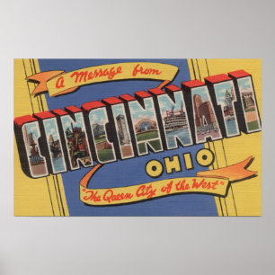 Poster Cincinnati, Ohio - Scènes de grandes lettres 2