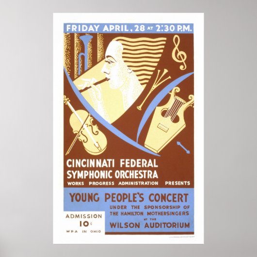 Poster Cincinnati Orchestra 1939 WPA (Devant)